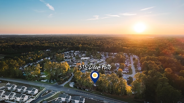 view of aerial view at dusk