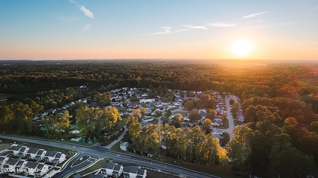 view of aerial view at dusk