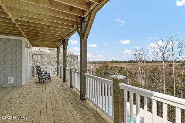 exterior space featuring a fenced in pool