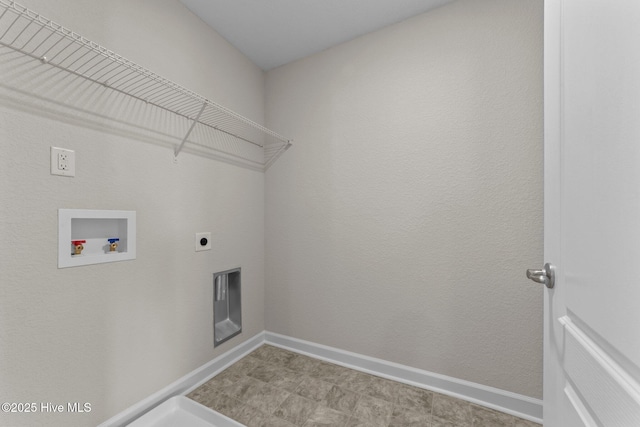 laundry room with laundry area, washer hookup, baseboards, and electric dryer hookup