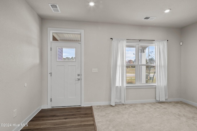 foyer with hardwood / wood-style floors and a wealth of natural light