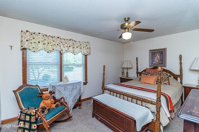 103 Shamrock Rd, Goldsboro, NC 27530 - carpeted bedroom featuring a textured ceiling, ceiling fan, and baseboards