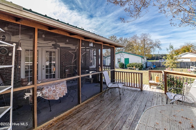 deck featuring a sunroom