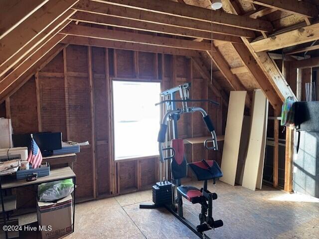 view of unfinished attic