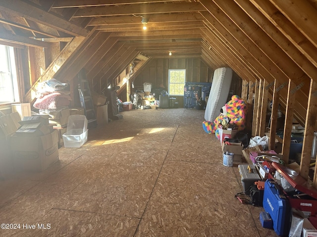 view of unfinished attic