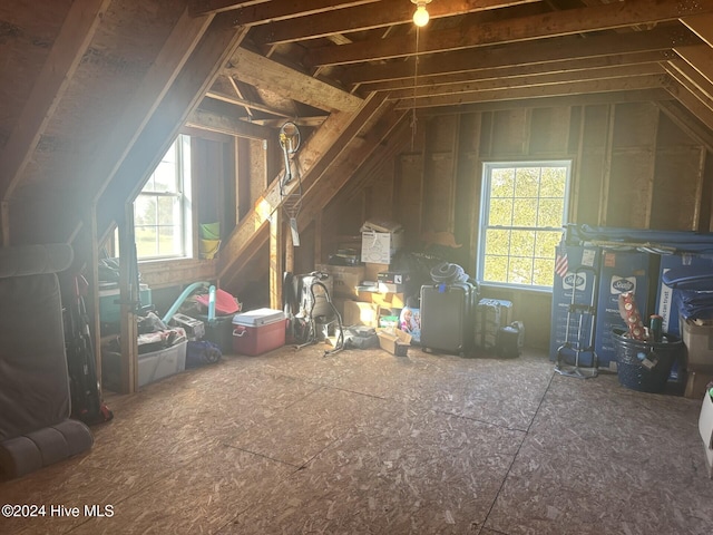 view of unfinished attic