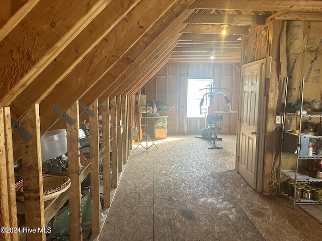 view of unfinished attic