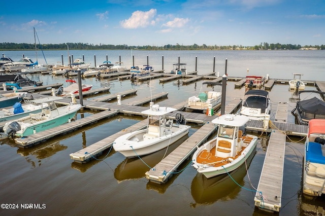 view of dock featuring a water view