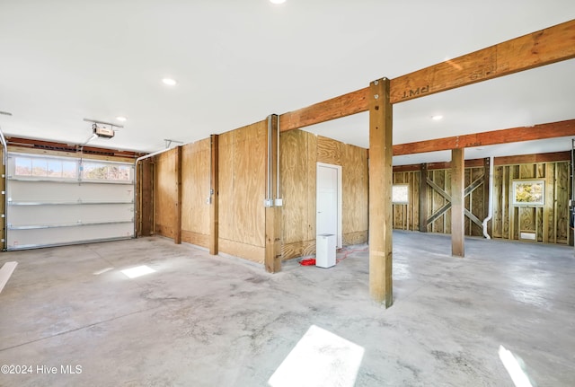 basement with wooden walls