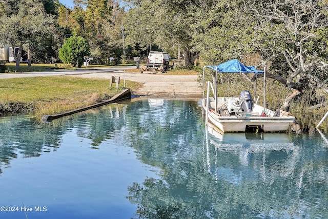 dock area featuring a water view