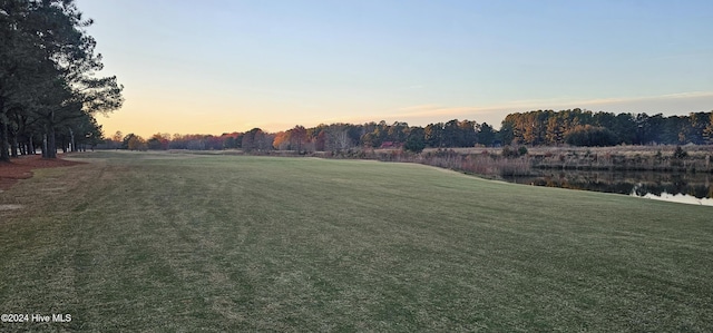 yard at dusk with a water view