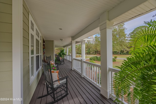 wooden terrace with covered porch