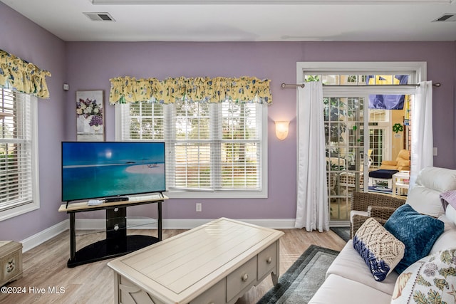 interior space with light hardwood / wood-style flooring