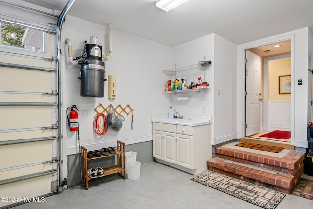 garage featuring sink