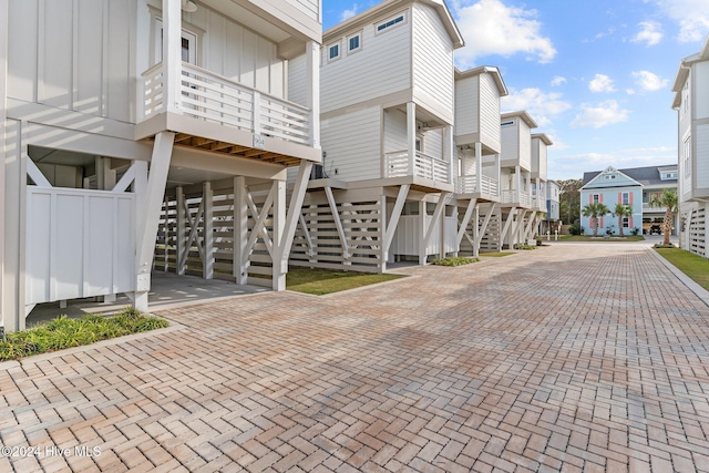 view of street featuring stairway and a residential view