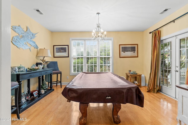 4151 Windham Ln, Southport, NC 28461 - game room featuring light wood-style floors, pool table, a chandelier, and baseboards