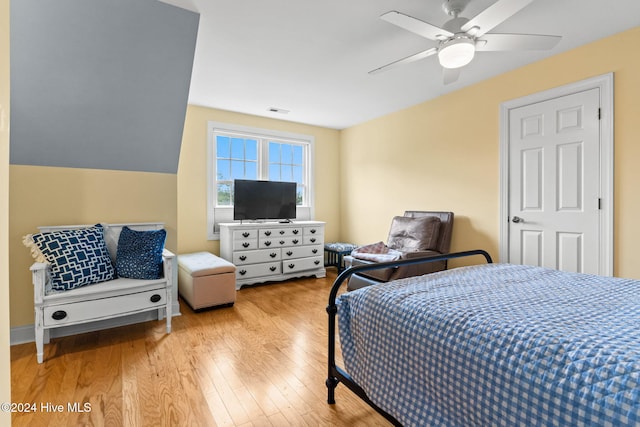 4151 Windham Ln, Southport, NC 28461 - bedroom with wood finished floors and a ceiling fan