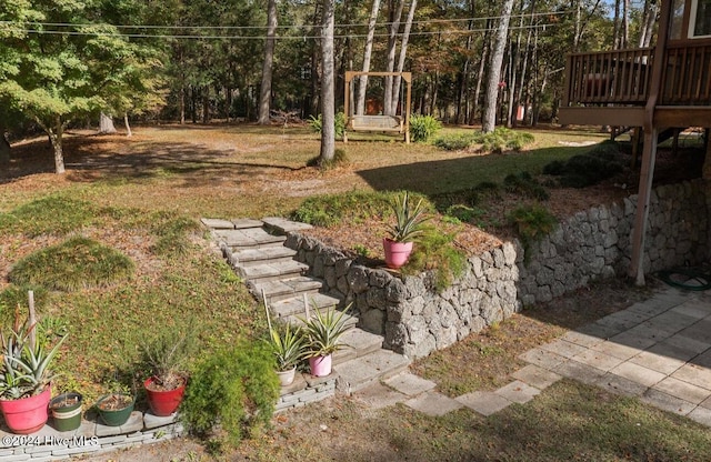 view of yard with a deck