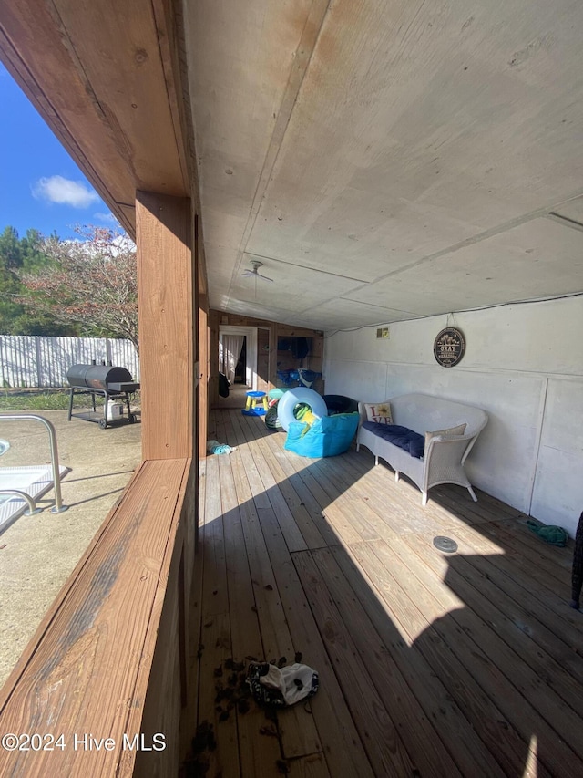 deck featuring grilling area