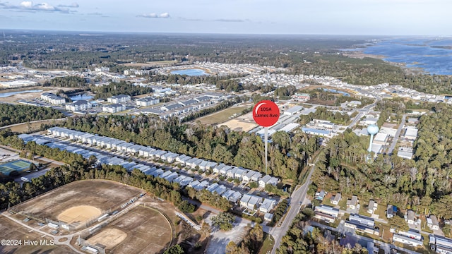 105 James Ave Unit A, Surf City, NC 28445 - aerial overview of property's location with a nearby body of water and nearby suburban area