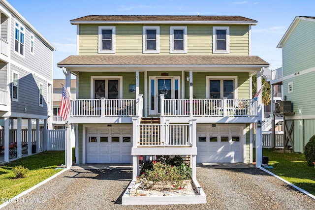 view of front of property featuring covered porch and central air condition unit