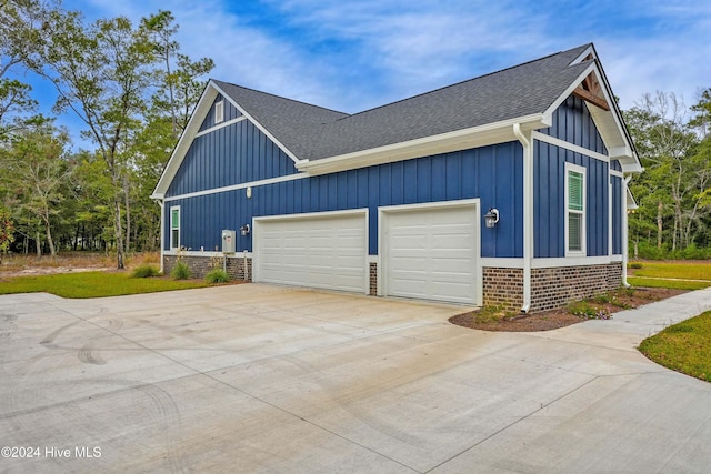 view of home's exterior featuring a garage