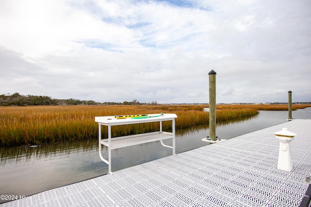 view of dock featuring a water view