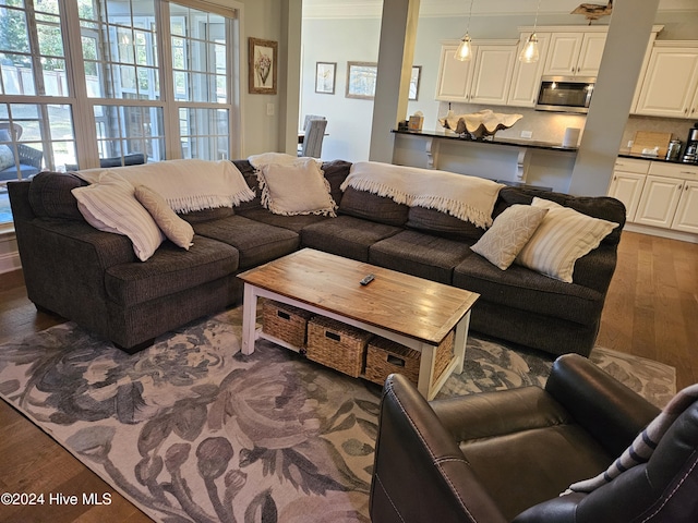 living area with wood finished floors