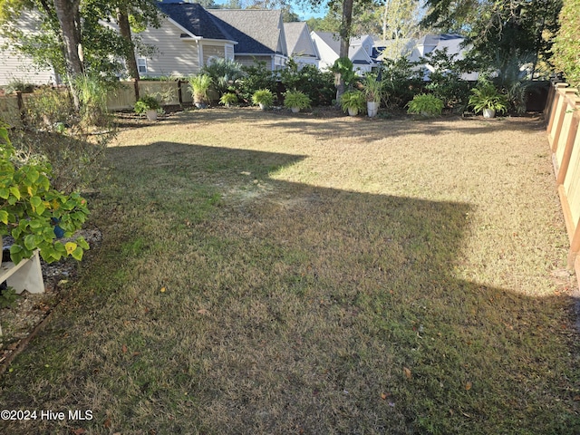 view of yard featuring a fenced backyard