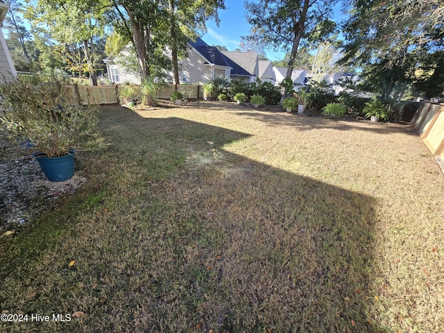 view of yard featuring a fenced backyard