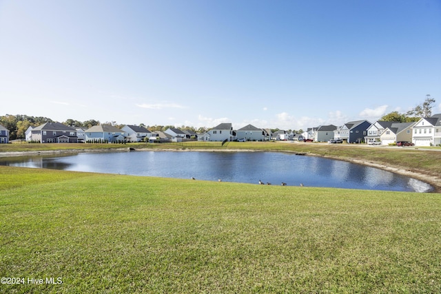 view of water feature with a residential view