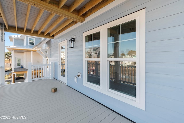 deck featuring covered porch