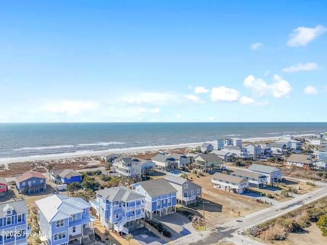 aerial view featuring a beach view and a water view