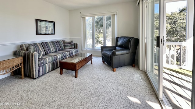 living room featuring carpet