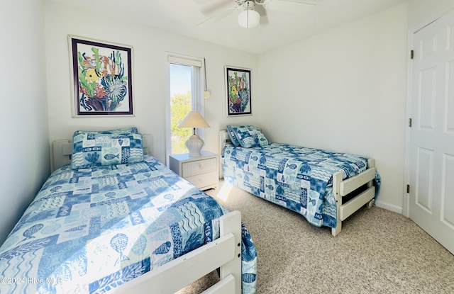 bedroom with carpet and ceiling fan