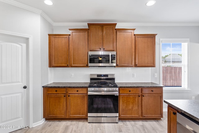 dining space featuring beam ceiling, dark hardwood / wood-style floors, ornamental molding, and coffered ceiling