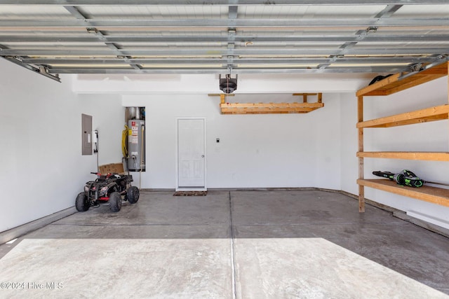 102 Hills Lorough Loop, Jacksonville, NC 28546 - garage featuring gas water heater, a garage door opener, electric panel, and baseboards