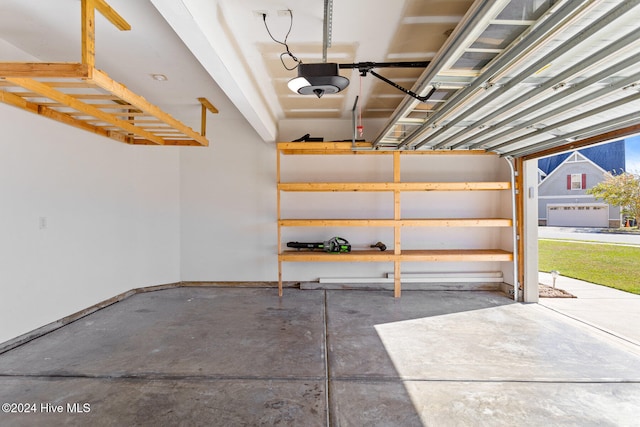 garage with a garage door opener