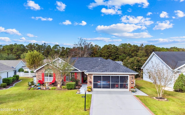 single story home with a front yard