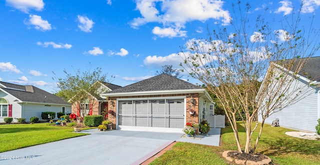 view of front of house featuring a garage and a front yard