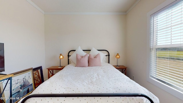 bedroom featuring crown molding