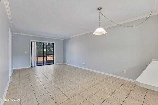 tiled empty room with ornamental molding