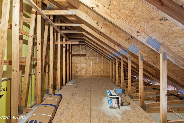 view of unfinished attic