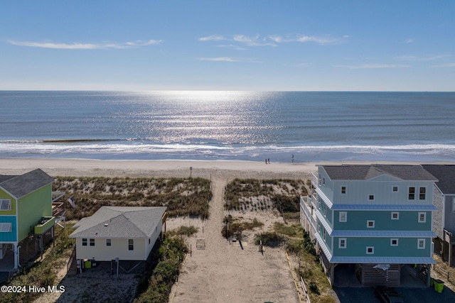 aerial view with a beach view and a water view