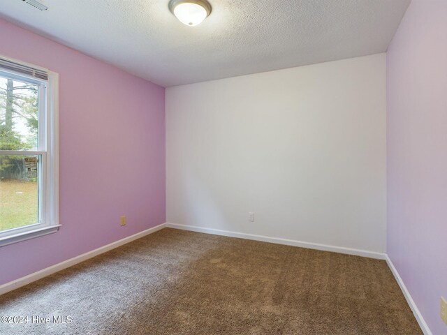 carpeted spare room featuring a textured ceiling