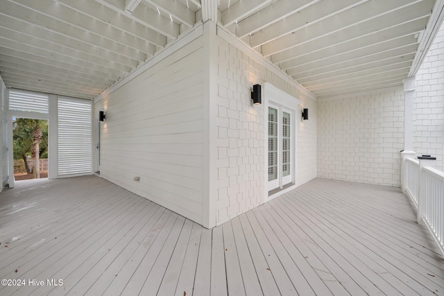 wooden deck with french doors