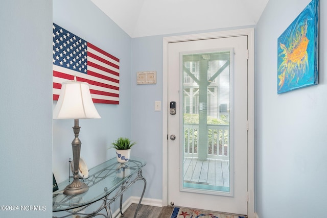 doorway to outside featuring hardwood / wood-style flooring