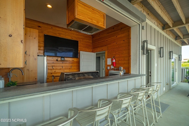 view of patio featuring a wet bar