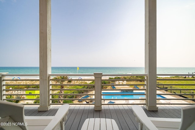 deck with a water view