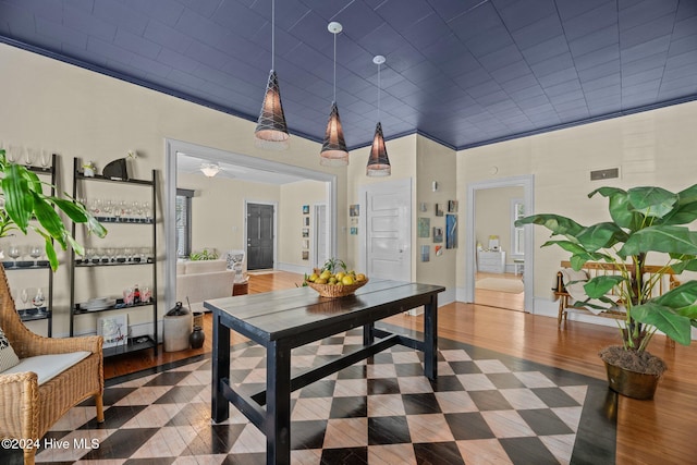 dining area featuring dark hardwood / wood-style flooring